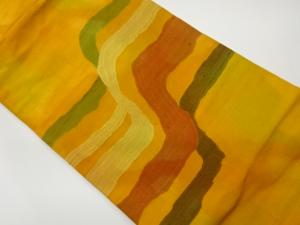 手織り紬抽象模様織出し名古屋帯